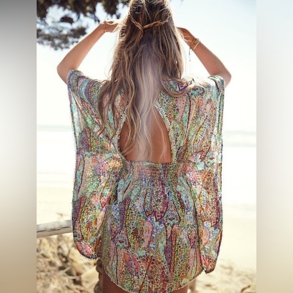 Victoria’s Secret Boho Paisley Pink/Green Swim Cover Up, Size Medium - Picture 2 of 11